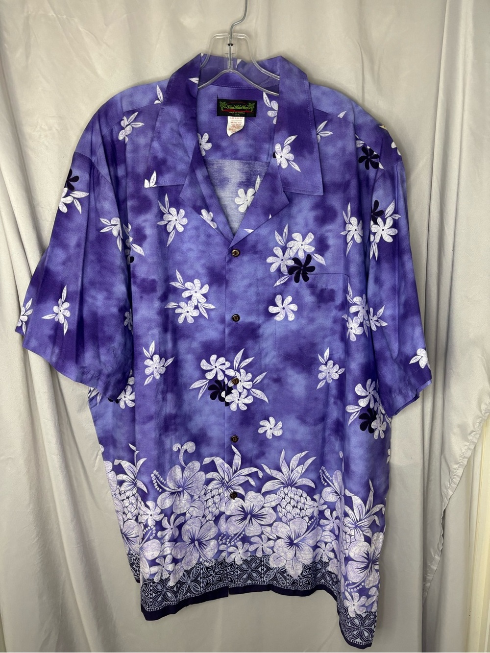 Men's Purple Floral Hawaiian button up shirt Island Aloha Wear 3XL